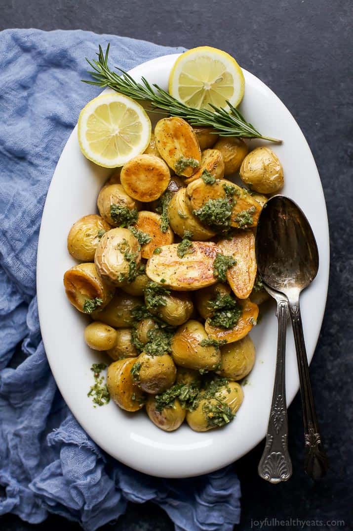 Crispy Roasted Potatoes with Sage Salsa Verde