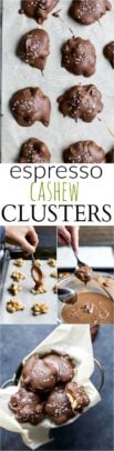 A collage of Espresso Cashew Clusters.