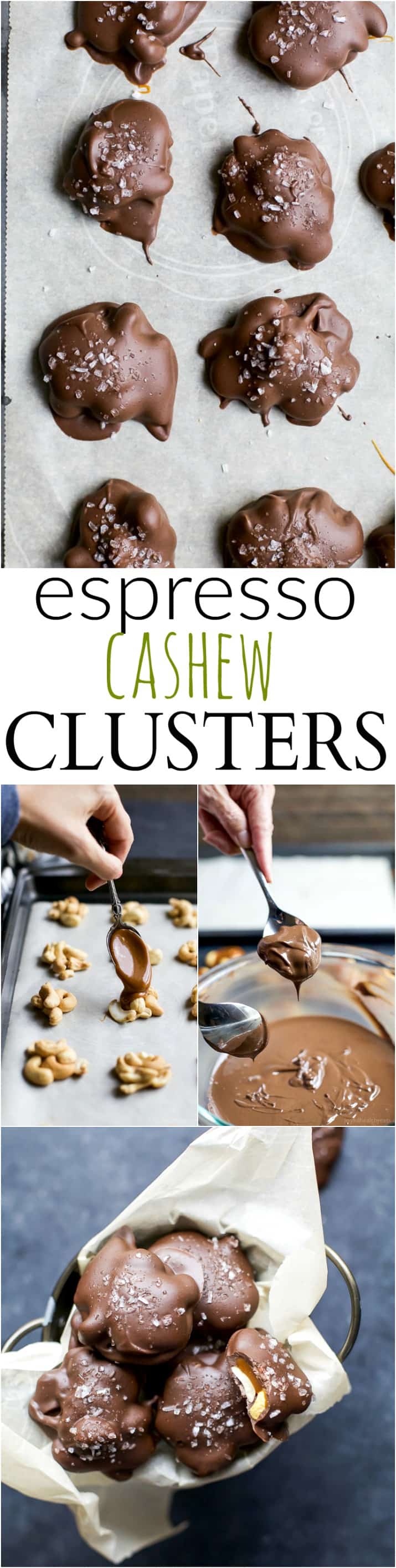 Recipe collage for Espresso Cashew Clusters