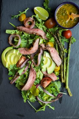 grilled california steak salad with chimichurri dressing