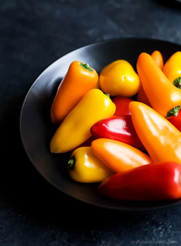 A bowl of mini bell peppers