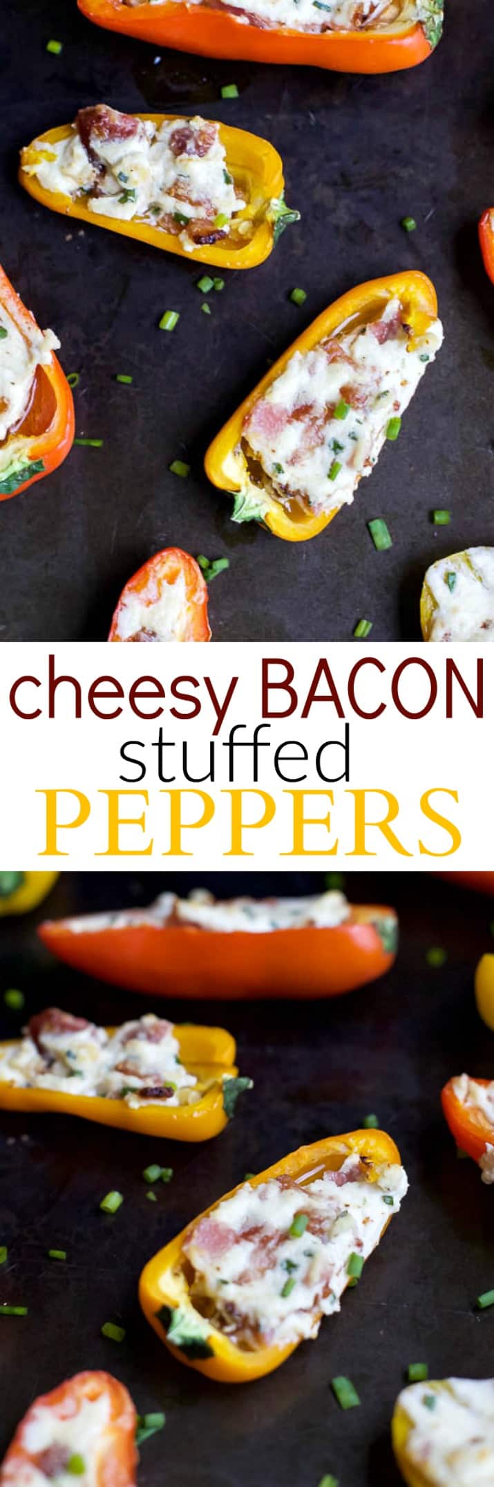 Cheesy Bacon Stuffed Peppers made with mini bell pepper halves