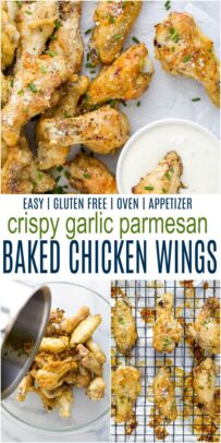 pinterest image for crispy baked garlic parmesan chicken wings