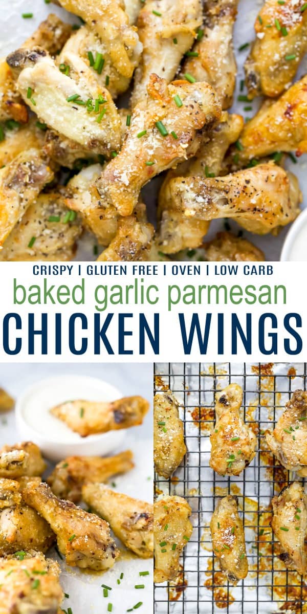 Collage for crispy baked garlic parmesan chicken wings recipe
