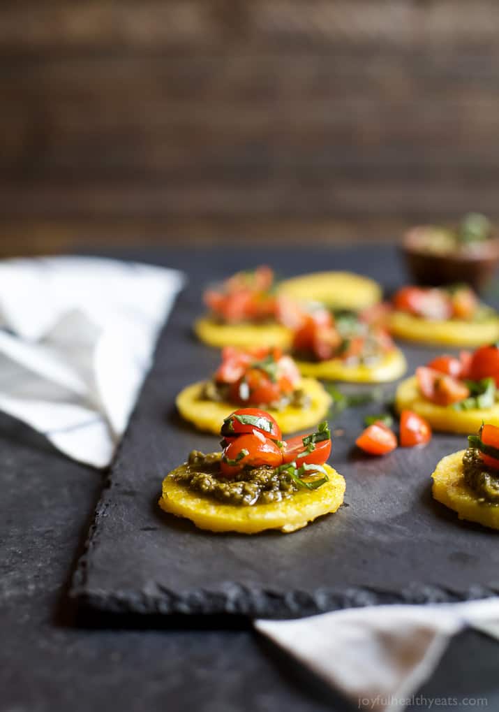 Image of Crispy Polenta Bites with Fresh Tomato Bruschetta