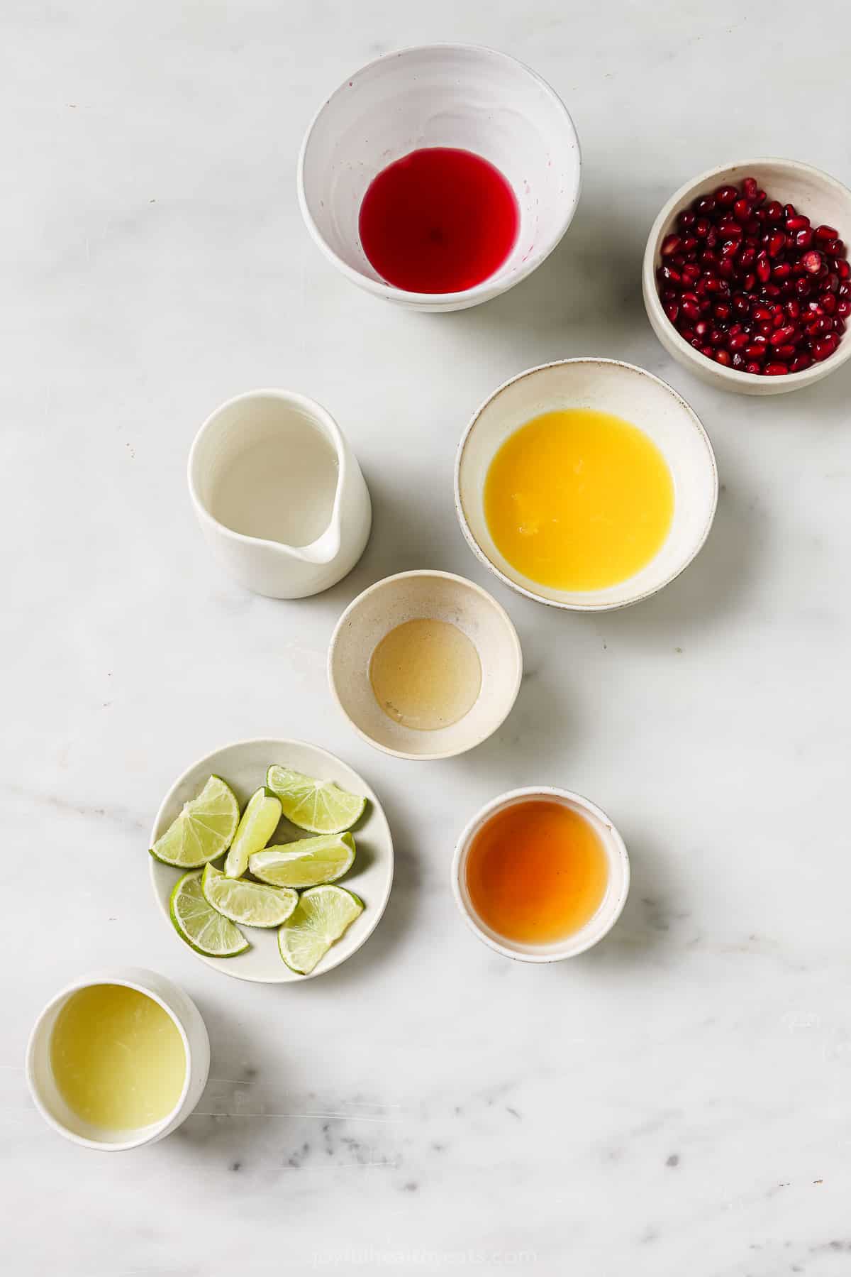 Ingredients for pomegranate margarita.