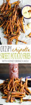 Chipotle Sweet Potato Fries with Honey Sriracha Aioli