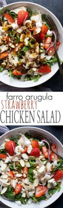 Farro Arugula Strawberry Chicken Salad Recipe (Rotisserie Chicken)