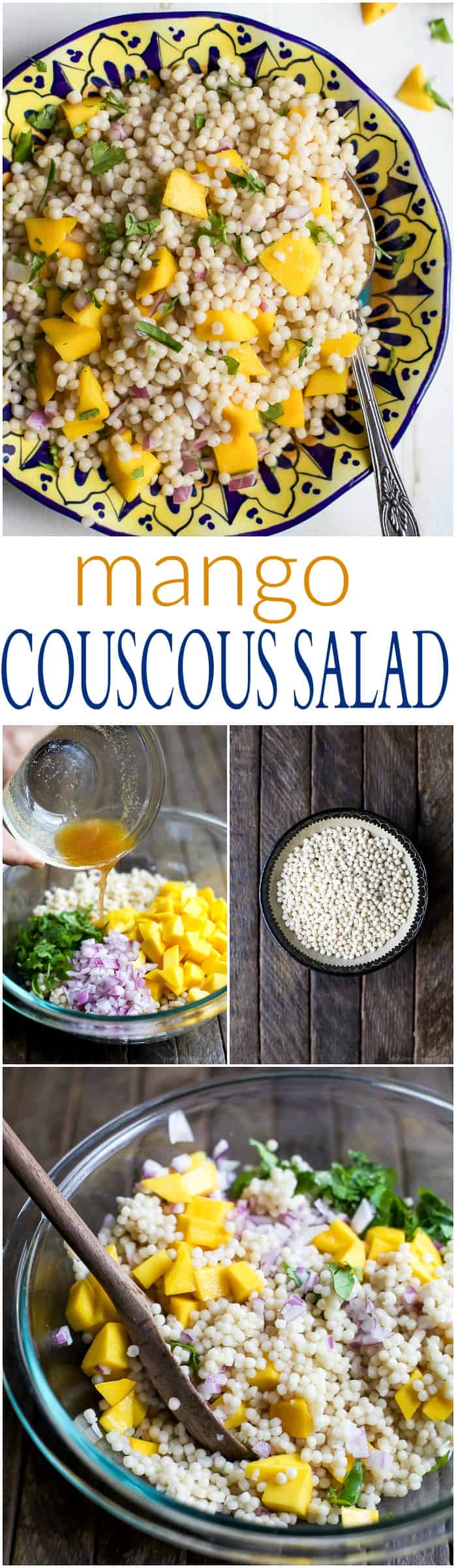 An Easy Mango Couscous Salad packed with sweet mango and a light dressing. This salad is a quick 15 minute side dish you're family will love, perfect with seafood or chicken. | joyfulhealthyeats.com