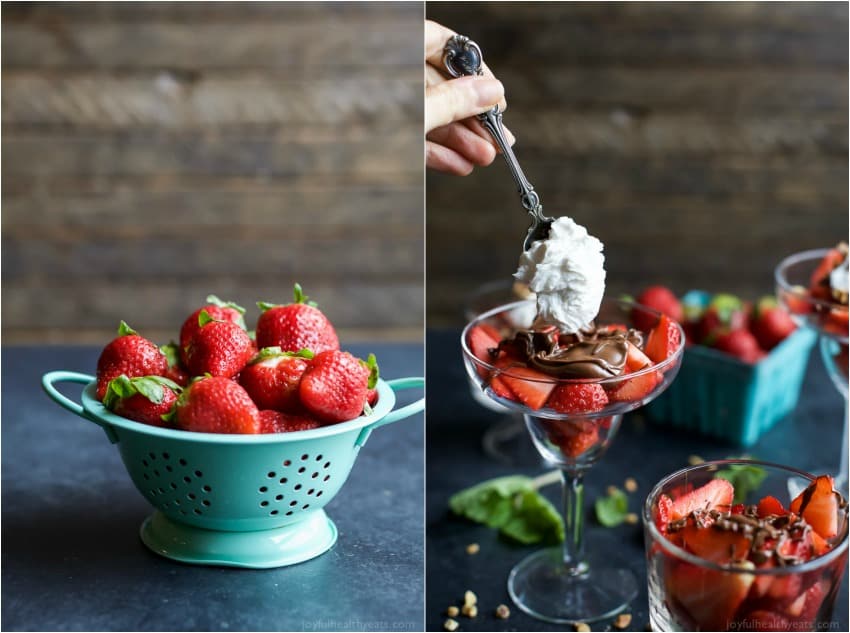 NUTELLA STRAWBERRY PARFAIT WITH COCONUT WHIPPED CREAM - an easy healthy dessert filled with fresh strawberries, drizzled with Nutella and Whipped Cream. The perfect Valentines Day dessert! | joyfulhealthyeats.com