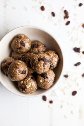 bowl filled with oatmeal cookie energy bites