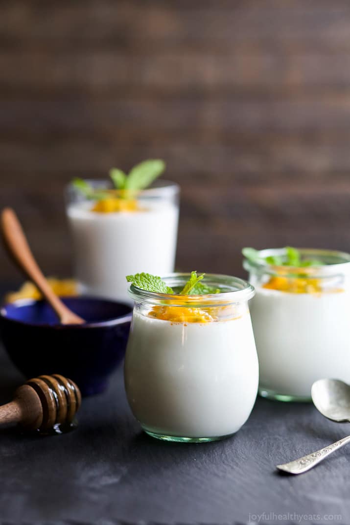 Paleo Vanilla Panna Cotta with Passion Fruit - a slightly sweet creamy Panna Cotta recipe that'll quickly become your new favorite dessert! And guess what, it's guilt free too! | joyfulhealthyeats.com