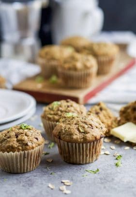 Chocolate Chip Zucchini Muffins – it’s the Zucchini Recipe you’ve been waiting for! These muffins are moist, healthy from a few simple swaps, and down right deliciously addicting! They'll be on repeat every week! | joyfulhealthyeats.com