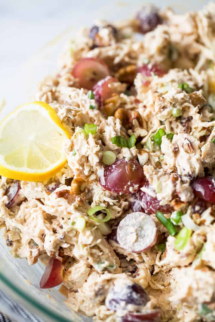 close up on easy classic healthy chicken salad recipe