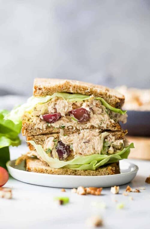 easy healthy chicken salad recipe on bread
