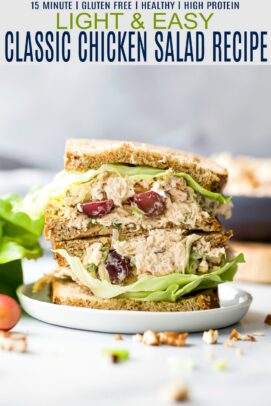 pinterest image for healthy classic chicken salad recipe