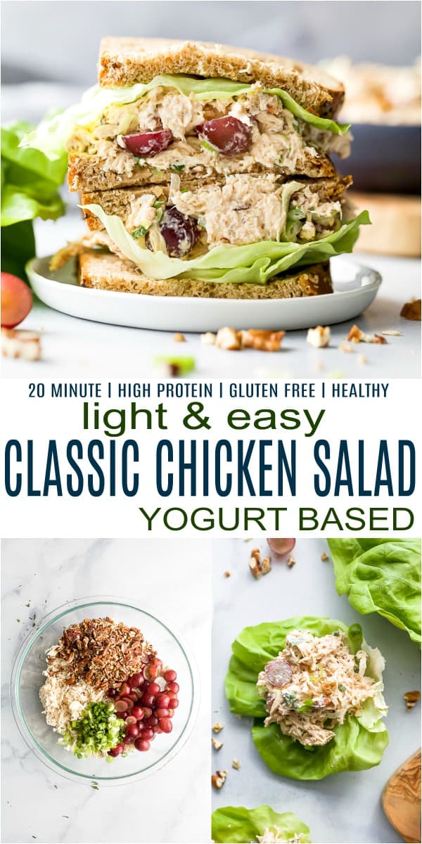 pinterest image for easy healthy classic chicken salad recipe