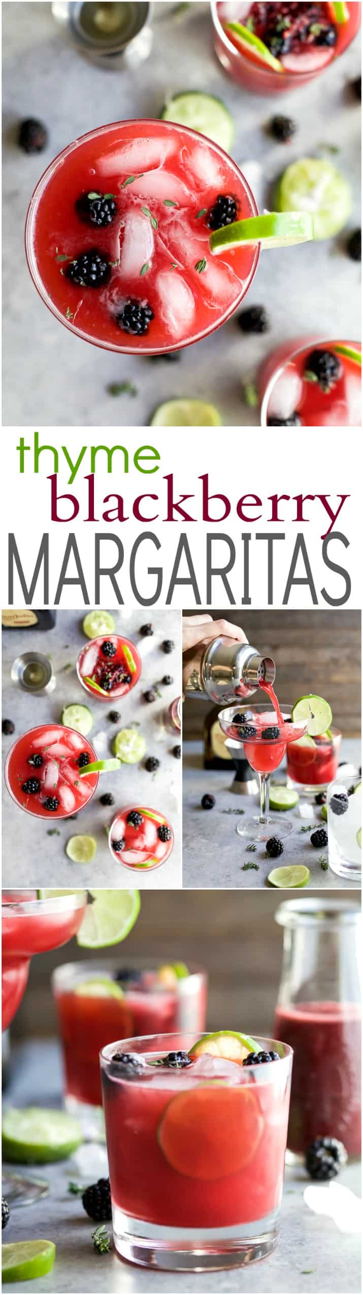 THYME BLACKBERRY MARGARITAS, as gorgeous as they are delicious! This is one smooth margarita with a hint of citrus, blackberry flavor and subtle notes of fresh thyme! You're gonna fall in love! | joyfulhealthyeats.com