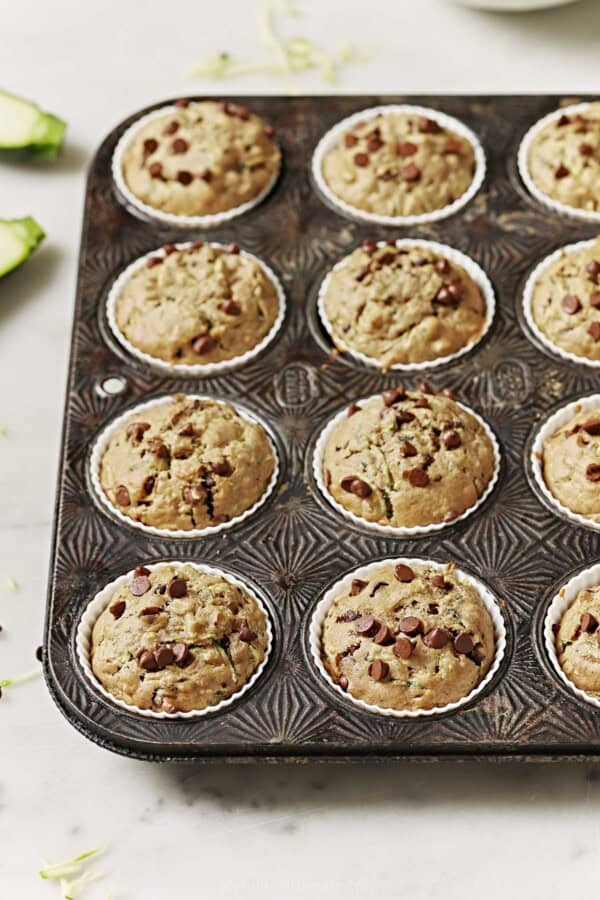 Baking tray full of freshly baked muffins.