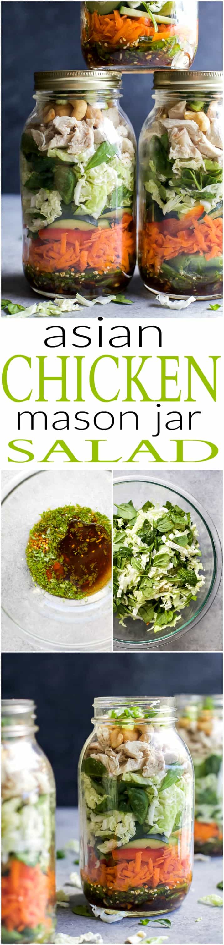 Asian Cashew Chicken Mason Jar Salad - Simply Scratch