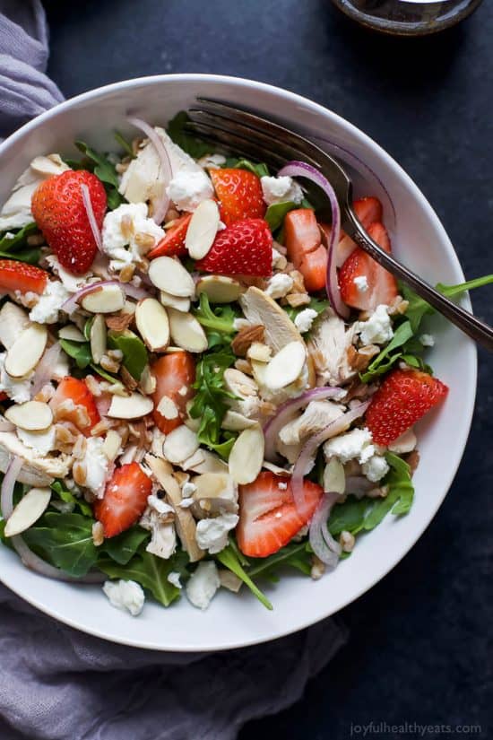 farro arugula strawberry chicken salad