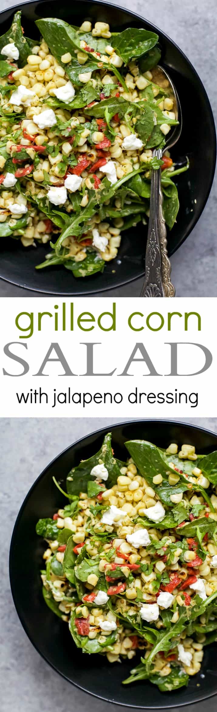 Recipe collage for Grilled Corn Salad with Jalapeno Dressings