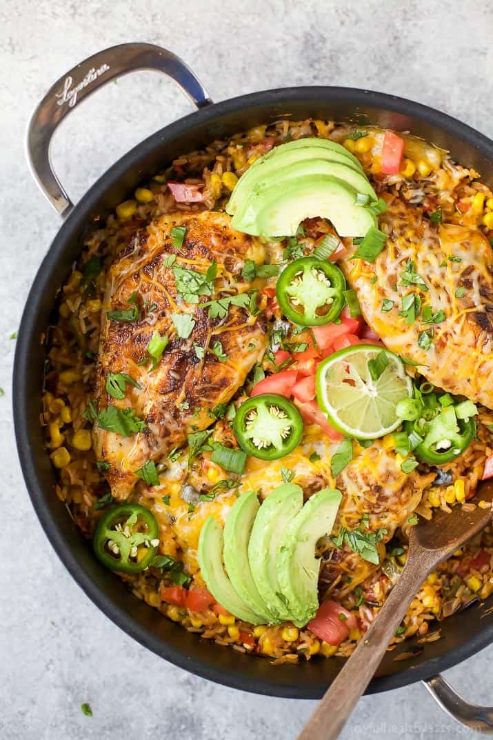 ONE PAN SOUTHWESTERN CHICKEN AND RICE - an easy healthy dinner recipe all made in one pan for easy cleanup! It's perfect for the family and bursting with flavor! | joyfulhealthyeats.com #ad | gluten free recipes