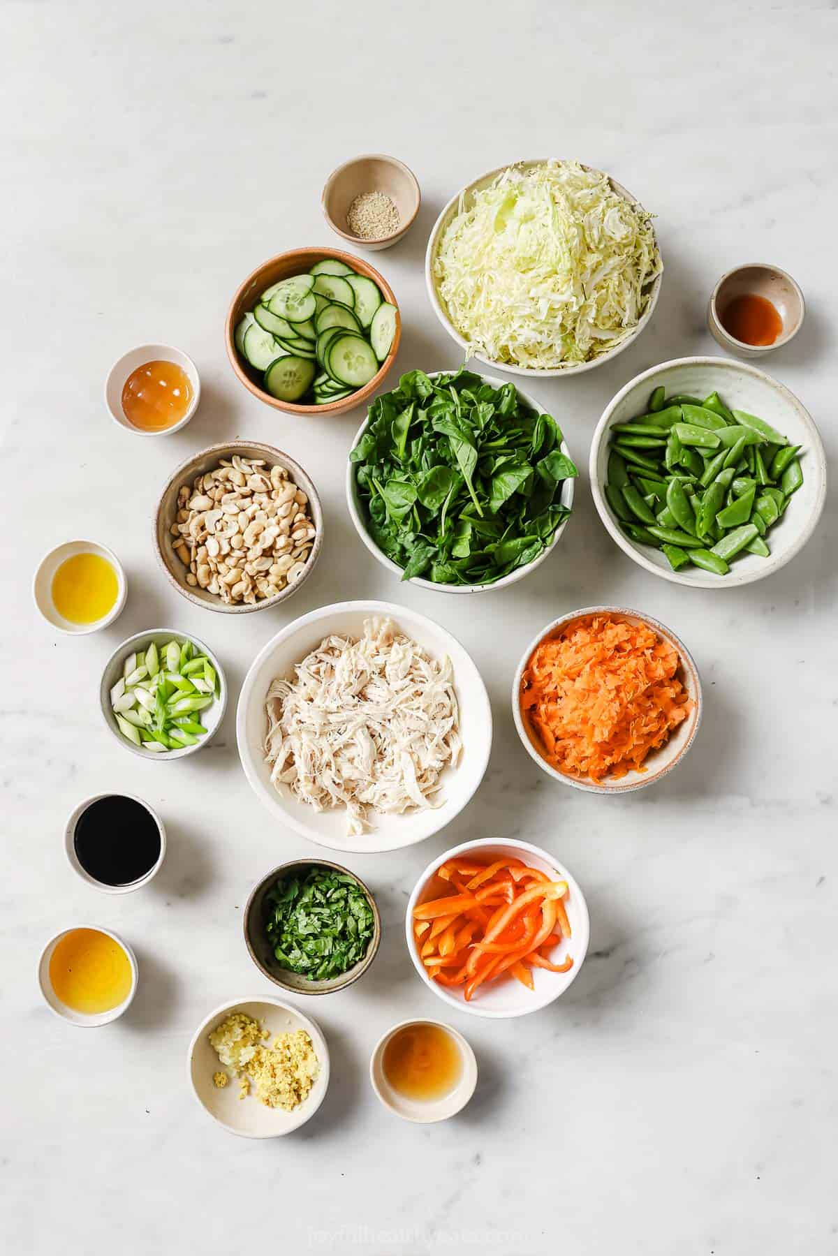 Ingredients for mason jar salads. 