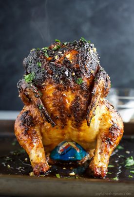 Glazed Honey Garlic Beer Can Chicken