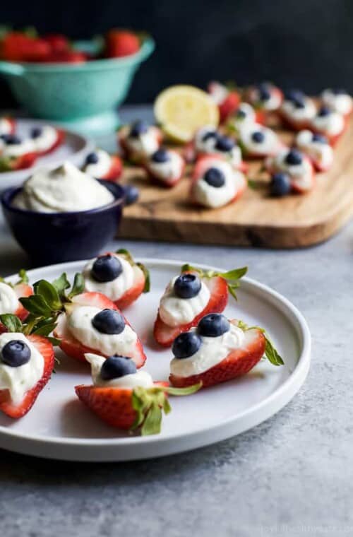 Patriotic Cheesecake Stuffed Strawberries Image