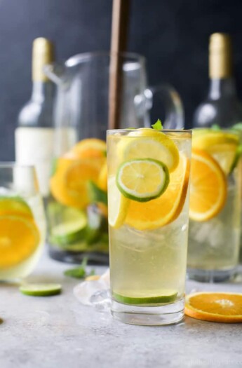 Glasses of Citrus White Wine Sangria