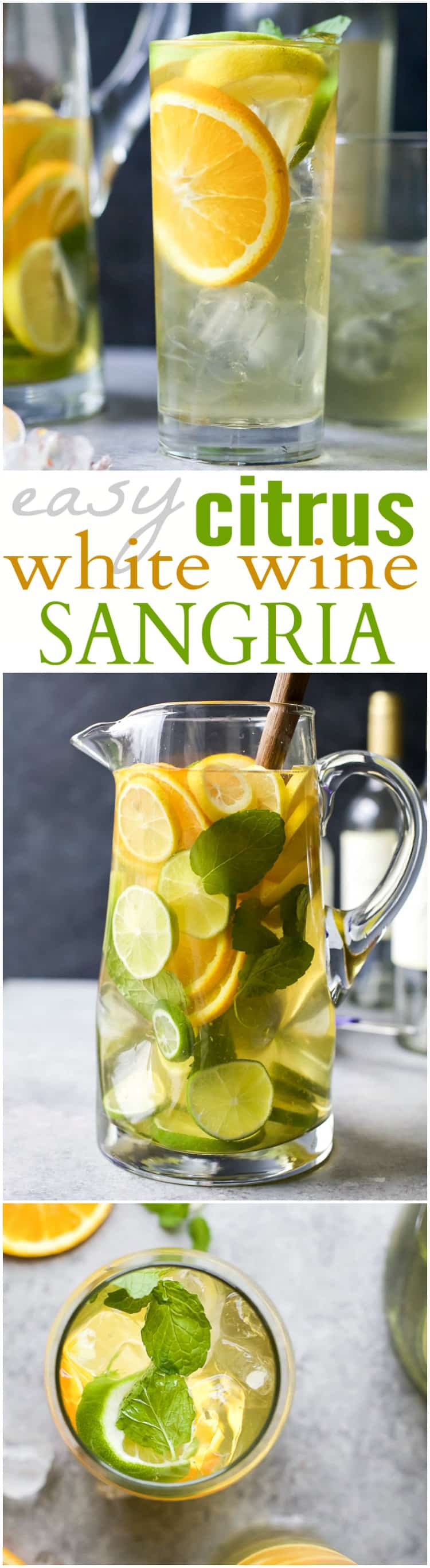 Recipe collage for Easy Citrus White Wine Sangria