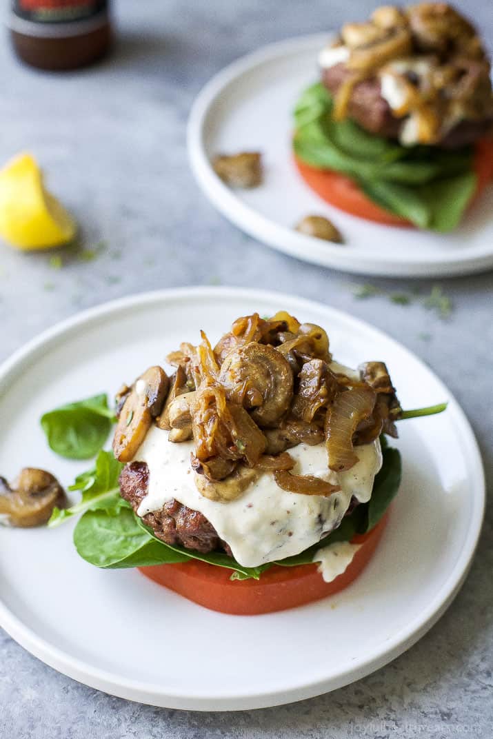 Image of a Mushroom Burger with Horseradish Aioli on a Plate