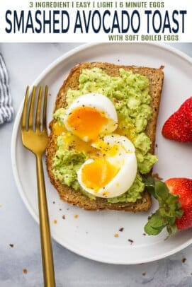 pinterest image for Smashed Avocado Toast with 6 Minute Egg