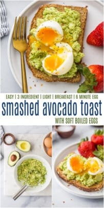 pinterest image for Smashed Avocado Toast with 6 Minute Egg