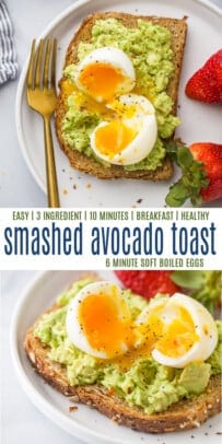 pinterest image for Smashed Avocado Toast with 6 Minute Egg