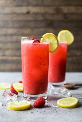 chia raspberry lemonade spritzer