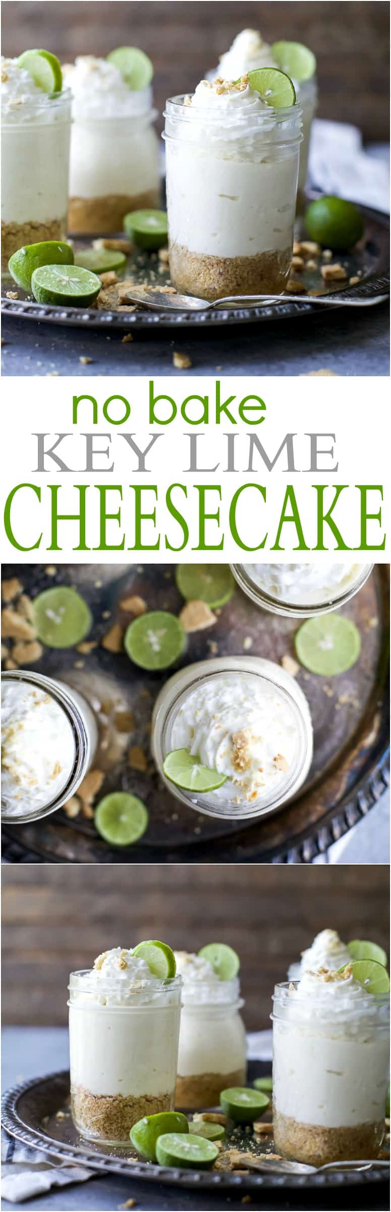 Easy No Bake Key Lime Cheesecake made healthy by using greek yogurt. A perfect light summer dessert to wow the crowd!