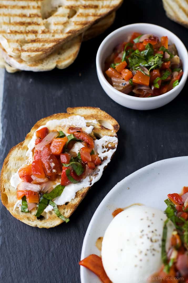 Roasted Red Pepper Bruschetta Recipe | Easy Appetizer