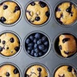 moist blueberry muffin recipe in a muffin tin