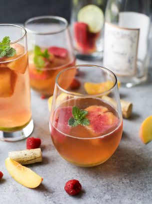 Image of Rosé Wine with Fresh Fruit Cubes