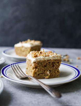 Image of Two Slices of Zucchini Cake with Cream Cheese Frosting