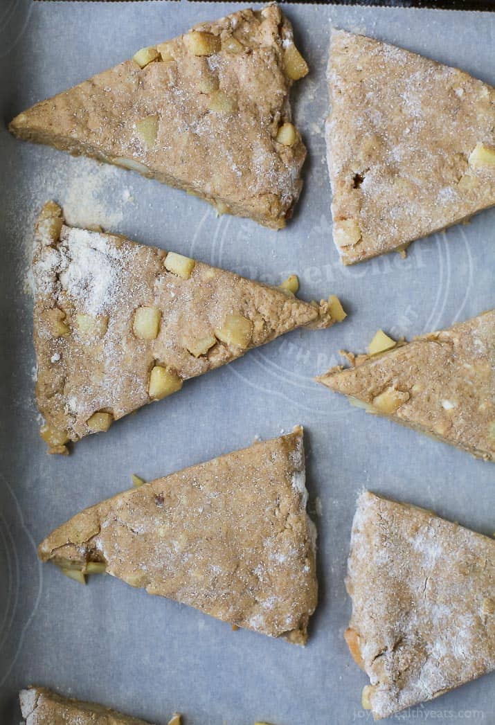 Fresh Apple Cinnamon Scones they're crumbly, moist, and full of apple cinnamon flavor. The perfect breakfast for the fall, especially next to a cup of coffee!