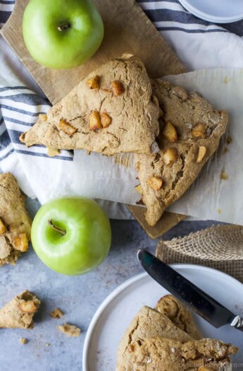 Fresh Apple Cinnamon Scones they're crumbly, moist, and full of apple cinnamon flavor. The perfect breakfast for the fall, especially next to a cup of coffee!