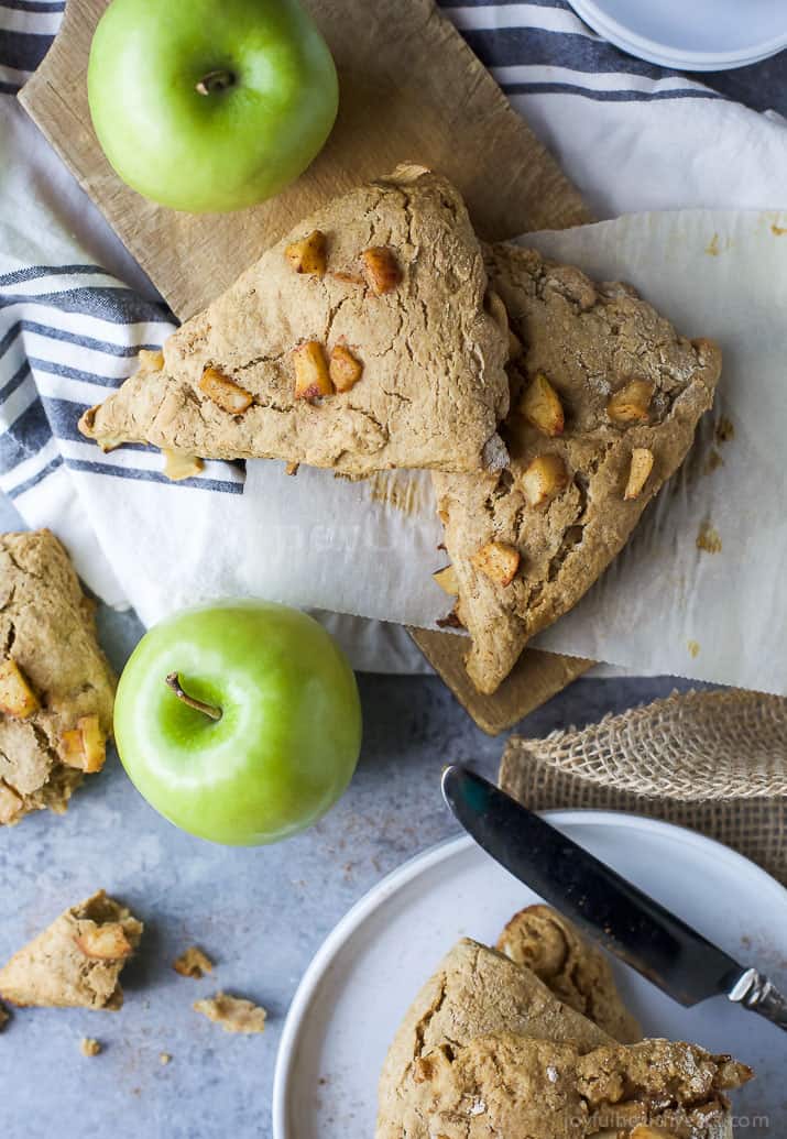 Fresh Apple Cinnamon Scones they're crumbly, moist, and full of apple cinnamon flavor. The perfect breakfast for the fall, especially next to a cup of coffee!