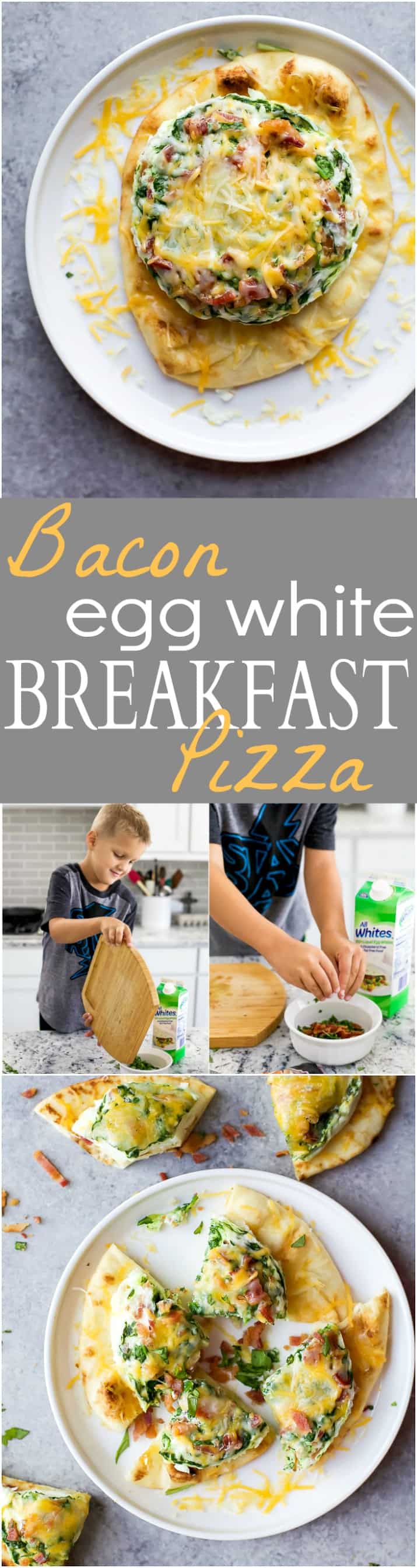 Pinterest image for Bacon Egg White Breakfast Pizza