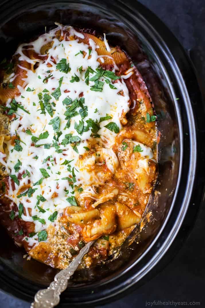 Crock Pot Turkey Spinach Stuffed Shells | Cheesy & Delicious Pasta Dish