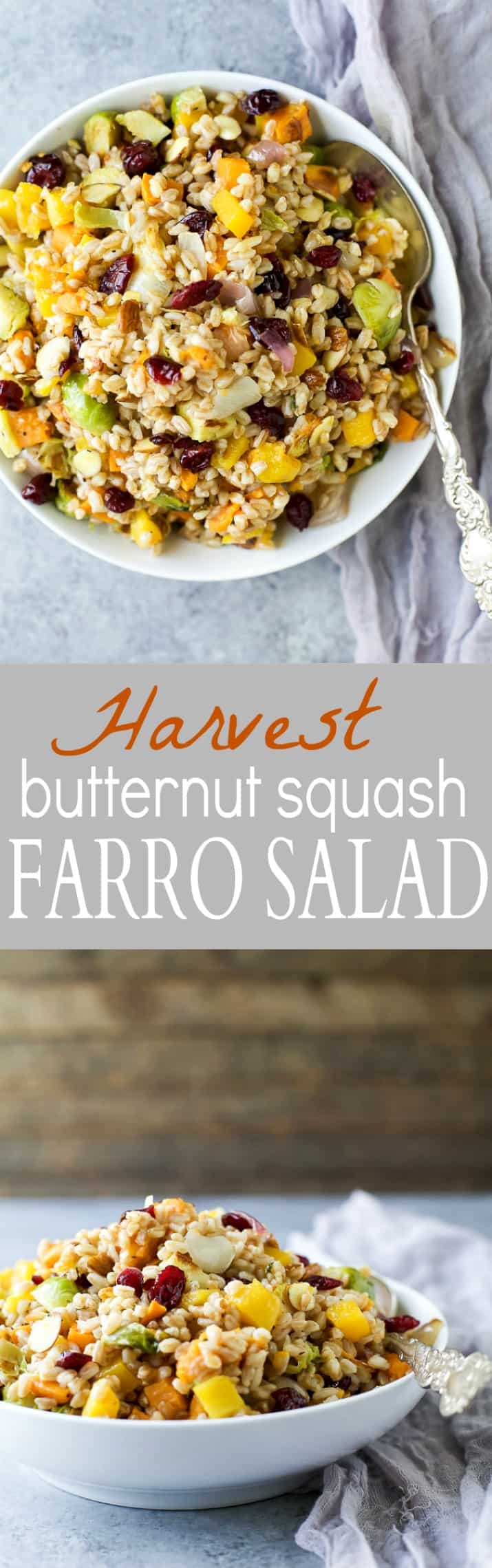 Recipe collage for Harvest Butternut Squash Farro Salad