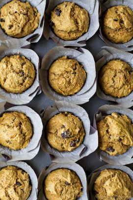 Healthy Carrot Cake Muffins sweetened with applesauce and maple syrup. These Muffins are insanely moist and taste just like carrot cake but without all the guilt! Perfect for a grab'n go breakfast or afternoon snack!