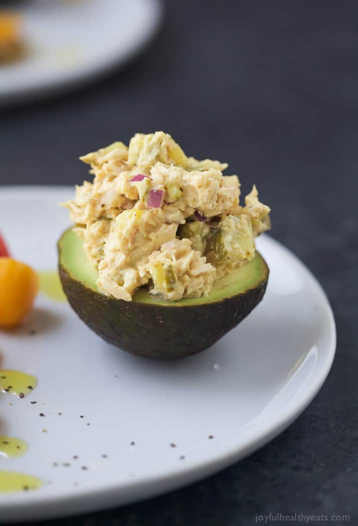 Healthy Tuna Salad Stuffed Avocado - an easy gluten free recipe perfect for lunch.